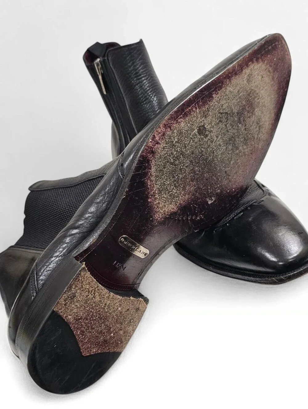 MEZLAN Men Black Leather Wingtip Ankle Zip 32226 Spain Boots 11.5M